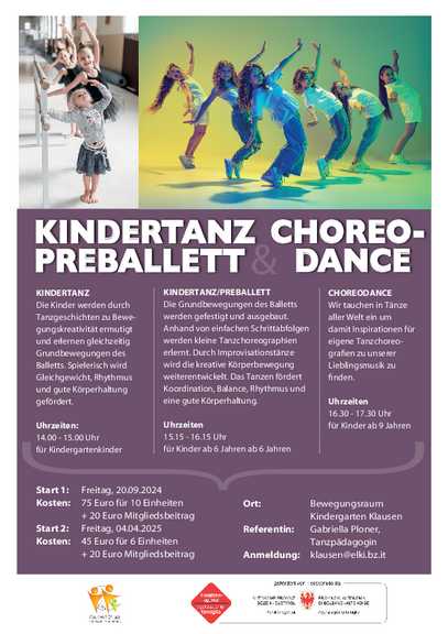 Kindertanz + Preballett + Choreodance 