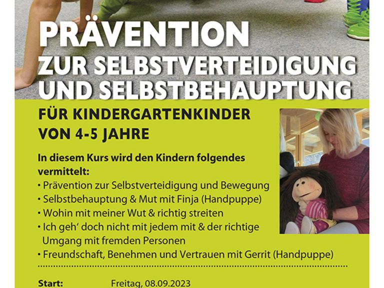 Prävention zur Selbstverteidigung und Selbstbehauptung für Kindergartenkinder von 4-5 Jahre