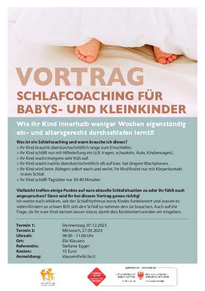 Vortrag - Schlafcoaching für Babys- und Kleinkinder 