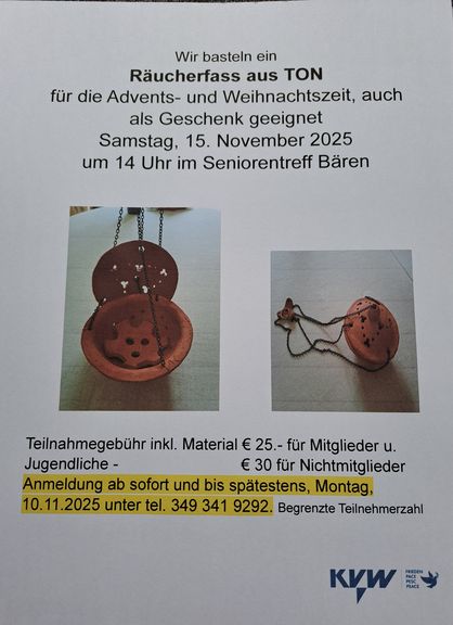 Räucherfass aus Ton für die Advents- und Weihnachtszeit