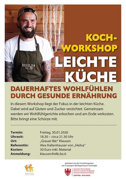Kochworkshop:  „Leichte Küche-Dauerhaftes Wohlfühlen durch gesunde Ernährung“ 