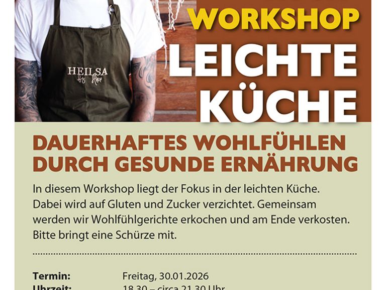 Kochworkshop:  „Leichte Küche-Dauerhaftes Wohlfühlen durch gesunde Ernährung“ 