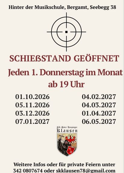 Schießstand Klausen geöffnet