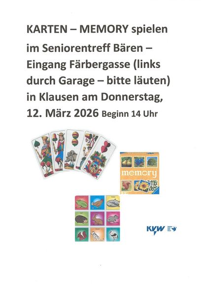 Karten Nachmittag und Memory spielen