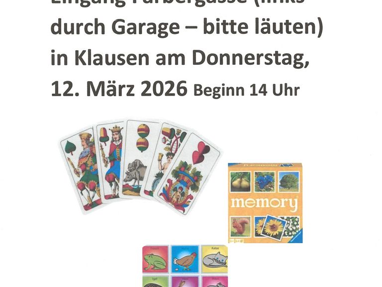 Karten Nachmittag und Memory spielen