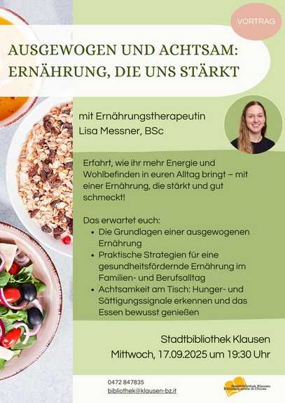 Vortrag: Ausgewogen und achtsam: Ernährung, die uns stärkt