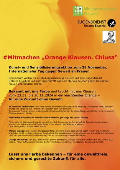 # Mitmachen Orange Klausen. Chiusa