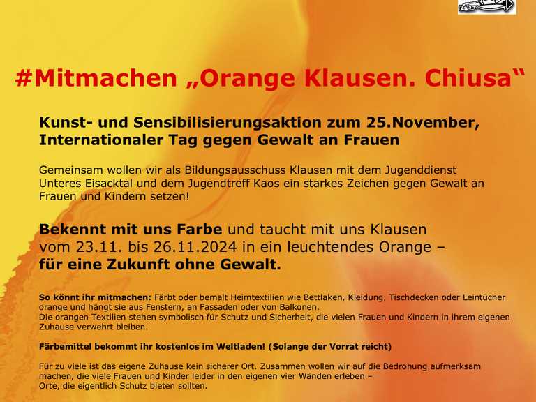 # Mitmachen Orange Klausen. Chiusa