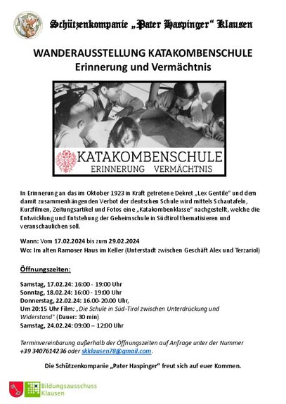 Katakombenschule - Erinnerung und Vermächtnis