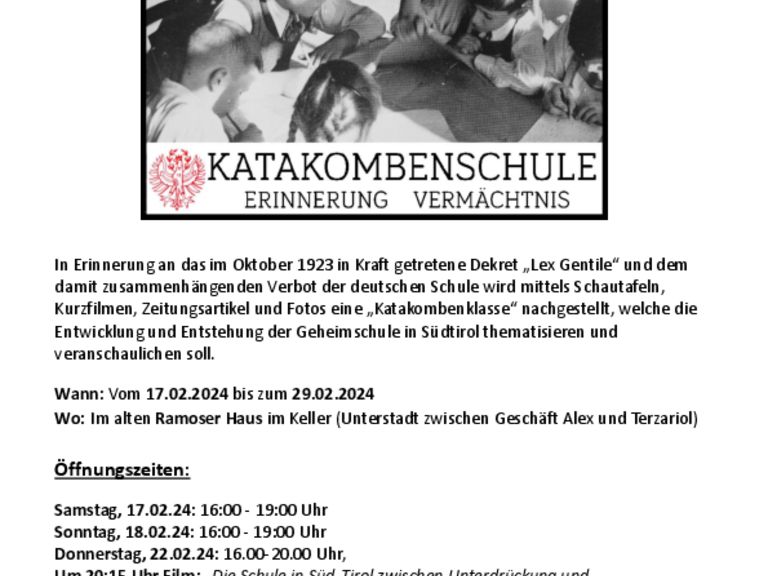Katakombenschule - Erinnerung und Vermächtnis 