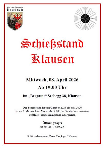Öffnung Schießstand "Bergamt" 