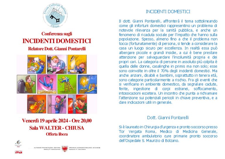 Conferenza sugli incidenti domestici con il dott. Gianni Pontarelli
