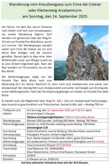 Wanderung und Klettersteig