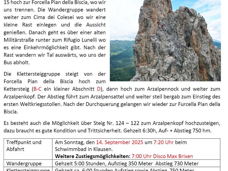 Wanderung und Klettersteig